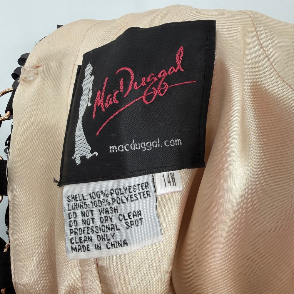 Mac Duggal 77181F Sleeveless Gown Black Lace Sequin Beaded Corset Back Dress 14W - Picture 3 of 15